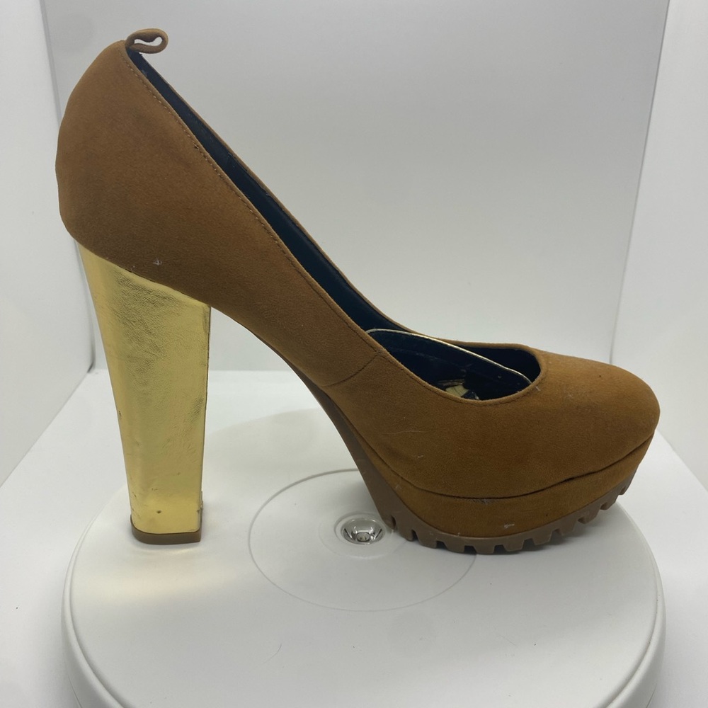 Elegant Brown and Gold Women's Heels